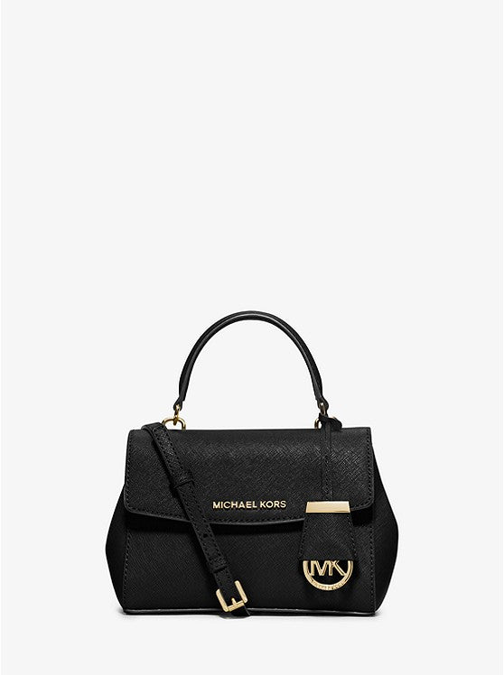 Buy the Michael Kors Ava Small Satchel Crossbody Bag Saffiano Leather Black